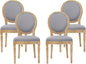 GDFStudio Hedwig French Country Fabric Dining Chairs (Set of 4), Light Gray + Natural