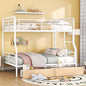 Full Over Queen Metal Bunk Bed with 2 Storage Drawers,Contemporary Iron-Crafted Bed Frame,w/Ladder & Full Length Gridded Guardrails,No Box Spring Needed,for Bedroom Guest Room,White