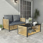 Outdoor Wicker 2 Seater Sofa Set with Cushion and Coffee Table,Loveseat Patio Conversation Set W/Metal Frame,Removable Cover & Rattan Design,Waterproof & Easy Assembly for Backyard,Patio,Gray