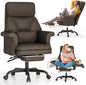 ELABEST C39 Cross Legged Office Chair with Footrest & Convertible Armrests - Pet-Friendly XL Home Desk Chair, Ergonomic Recliner with Lumbar Pillow, Criss Cross Design, Big and Tall Executive Chair