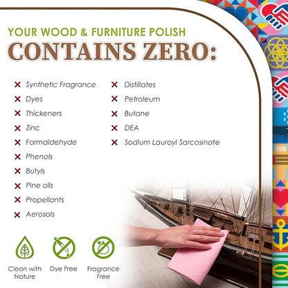 Natural Wood Cleaner & Furniture Polish - Leather Cleaner, Vinyl, Furniture & Wood Polish, Helps Remove Water Stain, Unscented - Includes: 1 Refillable Empty 12oz Bottle & 1 Refill(3 fl oz)