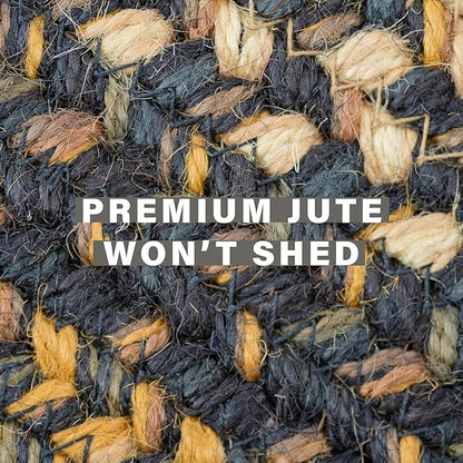 Kilimanjaro Black and Tan Jute Braided Oval Rugs, 16x24 - Warm Primitive Decor, Perfect for Laundry Rooms, Bathrooms and Entryways - Durable and Easy to Clean