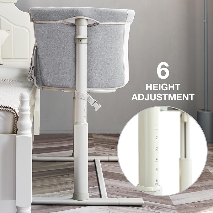 RONBEI Baby Bassinet Bedside Sleeper, Easy to Assemble Bassinets for Baby/Infants, Height Adjustable Bedside Bassinet for Newborn Baby