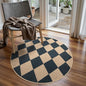 Lahome Checkered Round Rug 3ft, Circle Indoor Outdoor Entryway Patio Rug Washable Easy Jute Rug, Farmhouse Non Slip Small Round Rugs for Bedroom Porch Living Room Decor