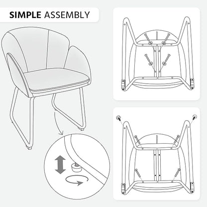 Yaheetech Flower Shape Velvet Armchair, Modern Side Chair Vanity Chair with Golden Metal Legs for Living Room/Dressing Room/Bedroom/Home Office/Kitchen, Dark Gray