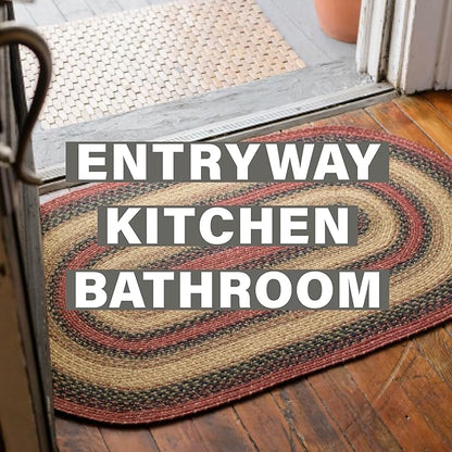 Highland Multi Color Jute Braided Rugs, 20x30 Rectangle - Warm Country and Cabin Decor, Perfect for Laundry Rooms, Bathrooms and Entryways - Durable and Easy to Clean