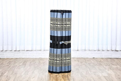 Leewadee - Foldable Floor Mattress - Japanese Roll Up Futon -Trifold Tatami Mat- Guest Floor Bed - Camping Mattress - Thai Massage Mat, Kapok Filled, 75 x 39 inches, Blue