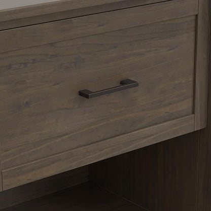 SIMPLIHOME Ela SOLID WOOD 24 Inch Wide Transitional Bedside Table in Smoky Brown, For the Living Room and Bedroom