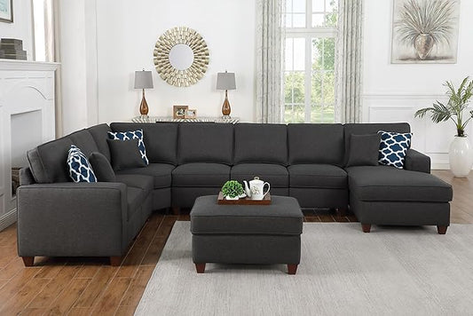 Leio Sectional Modular Sofa with Ottoman for Living Room, Apartment, Bedroom, Office, Dorm