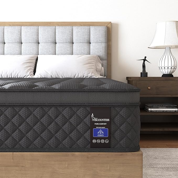 King Hybrid Mattress, 12 Inch Euro Top Mattress Medium Firm for Back & Lumbar Support, 100 Night Trial, Individual Pocket Spring Bed for Motion Isolation & Pressure Relief