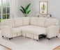 Ball & Cast Modular Sectional Sleeper Sofa Bed,L-Shaped Couch W/Pull Out Bed and USB Charging,Cupholders&Storage Seats,Convertible Sleeper Sofa Beds for Living Room,Apartment,Corduroy Fabric,Beige,81"