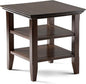SIMPLIHOME Acadian SOLID WOOD 19 inch Wide Square Transitional End Table in Brunette Brown for the Living Room and Bedroom