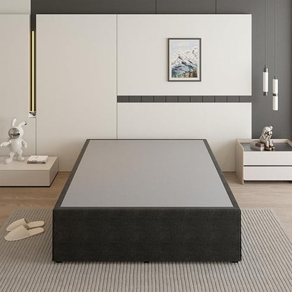 18 Inch Full Size Bed Frame with Black Bed Cover, Metal Bed Frame Full Size No Box Spring Needed, Heavy Duty Mattress Foundation, Easy Assembly, Noise Free