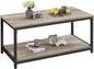Yaheetech 39.5" 2-Tier Coffee Table with Storage Shelve, Industrial Gray Coffee Table, Easy Assembly, Wooden Center Tables for Living Room & Small Space, Gray