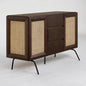 NTC MOSSIC Sideboard with 2 Doors and 3 Drawers, Buffet Cabinet with Natural Rattan and Metal Legs, Modern Storage Cabinet for Living Room, and Hallway, Effortless Assembly - Dark Walnut