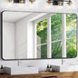 FORBATH Large Bathroom Mirror 36 x 55 Inches，Black Large Wall Mirror Aluminum Frame Wall Mounted Rounded Corner Morndern Mirror for Bathroom Bedroom Entryway Living Room