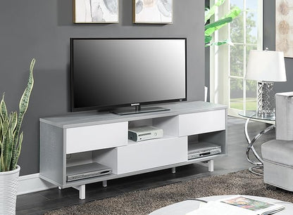 Convenience Concepts Newport Ventura 60" TV Stand, Gray Faux Croc / White