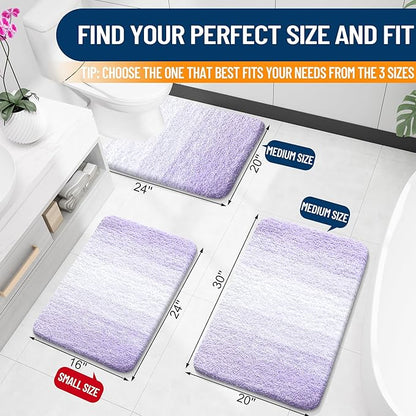 OLANLY Bathroom Rugs Mat 30x20, Extra Soft Absorbent Microfiber Bath Rugs, Rubber Backing, Quick Dry, Machine Washable Bath Mat for Bathroom Floor, Tub and Shower, Home Decor Accessories, Light Purple