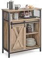 VASAGLE Buffet Cabinet, Coffee Bar Storage Cabinet, Sideboard with 1 Sliding Barn Door, Adjustable Shelves, 11.8 x 27.6 x 31.5 Inches, for Living Room, Camel Brown and Ink Black ULSC089B50