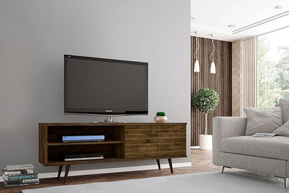 Manhattan Comfort Liberty Mid Century Modern TV Stand for Televisions up to 60 Inches, Bedroom and Living Room Entertainment Center with Storage, Shelves, and Cabinet, 201AMC: 62.99 Inch, Rustic Brown