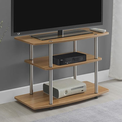 Convenience Concepts Designs2Go No Tools 3-Tier Stand Entertainment Center 37 Inches, Modern TV Console with Shelves for Living Room, 31.5", Light Oak