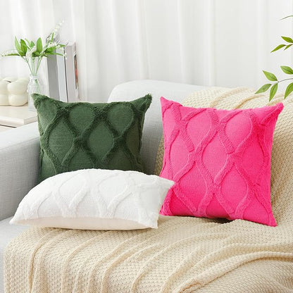 decorUhome Throw Pillow Covers 16x16 Inch Set of 2, Soft Plush Faux Fur Wool Forest Elf Couch Pillow Covers, Decorative Neutral Pillow Cases for Bed Sofa Living Room Home Decor