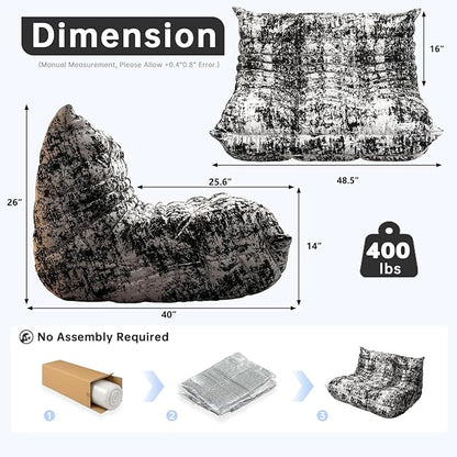 Bean Bag Chairs for Adults, Memory Foam Couch Loveseat Sofa Chair, Soft Teddy Material Cozy Comfy Reading Nook Chairs, Floor Chair for Living Room Bedroom Office