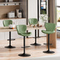Shintenchi Bar Stools Set of 4 Modern Swivel Bar Chairs, Counter Height Faux Leather Metal Barstools, Upholstered Island Chairs with Back and Footrest, Green