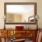 Gold Vintage Mirror 40”x28”, Black Gold Decorative Mirror with Gold Foil Flower Petal Carvings Wooden Frame for Luxe Living Room, Entryway, Bathroom and Bedroom