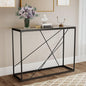 OIOG Glass Console Table for Entryway, Modern Sofa Table with Temperes Glass Tabletop and Black Frame, Black Entryway Table for Living Room, Foyer, Dining Room, Hallway, Office