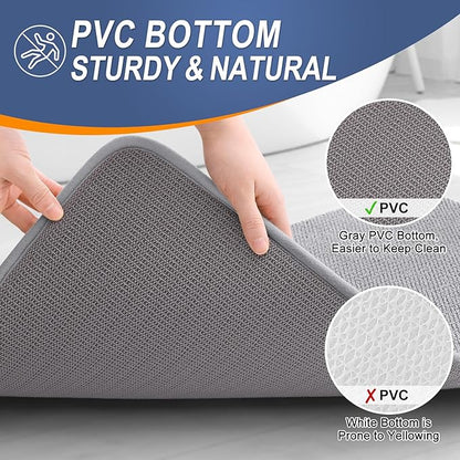 OLANLY Thick Memory Foam Bath Mat Rug 47x24, Extra Soft Absorbent Bathroom Rug, Quick Dry Bath Mats, Non-Slip, Machine Washable Carpet for Bathroom, Tub and Shower, Home Decor Accessories, Grey