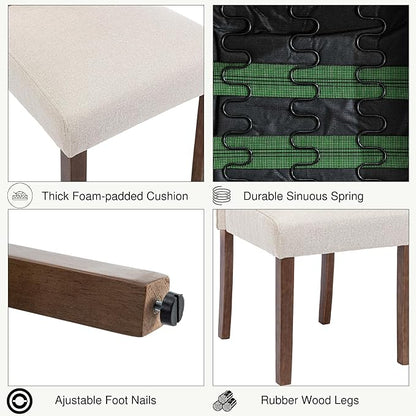 Stylish Upholstered Parsons Dining Chair Kitchen with Silver Nailhead Trim and Sturdy Solid Wood Legs
