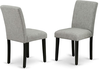 East West Furniture X697AB106-6 6 Piece Dinette Set Contains a Rectangle Dining Table with X-Legs and 4 Shitake Linen Fabric Parson Chairs with a Bench, 40x72 Inch, Multi-Color