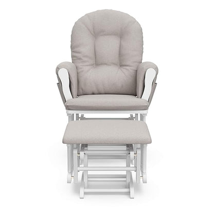 Storkcraft Premium Hoop Glider & Ottoman (White/Taupe Swirl) — GREENGUARD Gold Certified Nursery Glider, Solid Wood Craftsmanship, Smooth-Gliding Nursery Chair and Ottoman, Award-Winning