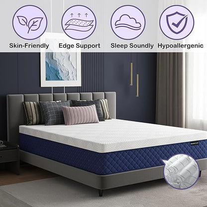 Queen Mattresses, 14 Inch Hybrid Queen Mattress in a Box, Memory Foam and Individual Pocket Spring Breathable Comfort for Sleep Supportive and Pressure Relief, CertiPUR-US, 60"*80"*14"