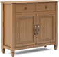 SIMPLIHOME Connaught 40-inch Wide Solid Wood Storage Cabinet in Light Golden Brown for Entryway, Living Room , Organizer for Hats, Gloves, Shoes, Keys, Slim Design, Traditional Style