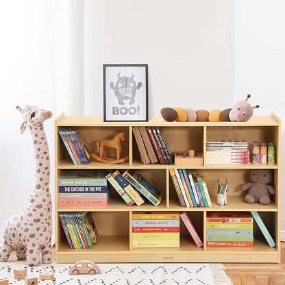 Toy Storage Organizer for Kids Room, Wooden Kids Bookshelf for Classroom, Cube Storage Organizer for Playroom, 8-Section Montessori Bookshelf & Toy Shelf for Nursery