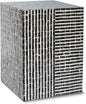PEMAR Capiz Shell Square Drum End Table Side Accent Table Contemporary Mosaic Deco Patio Coffee Boho Décor Modern Nightstand & Vanity Stool (Dark Grey & White Stripes)