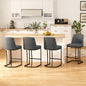 Bar Stools Set of 4, Faux Leather Counter Height Barstools, Upholstered Kitchen Counter Stools with Back and Stitching, 25.6" H Kitchen Island Stools Bar Chair, Metal Framed, Black Grey