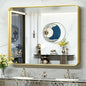 TokeShimi 48x40 Inch Brushed Gold Bathroom Vanity Mirror for Wall with Non-Rusting Aluminum Alloy Metal Frame Rounded Corner for Farmhouse Modern Home Decor (Horizontal/Vertical)