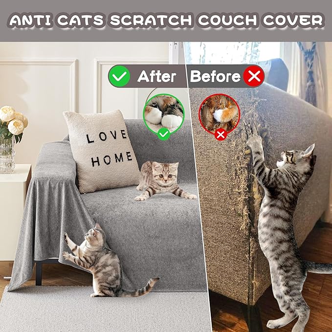 MYSKY HOME Non-Slip Couch Cover Couch Covers for 2 Cushion Couch Sofa Cover Sofa Slipcovers for Dogs, Sofa Covers Washable Love Seat Couch Covers Thick Furniture Protector, 71" x 102", Light Grey