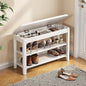 Shoe Rack Bench Seat Rubberwood 2-Tier Wooden Storage Bench 550lbs Compact Mid-Century Modern Design for Entryway, Hallway, Closet, Front Door Entrance, Foyer