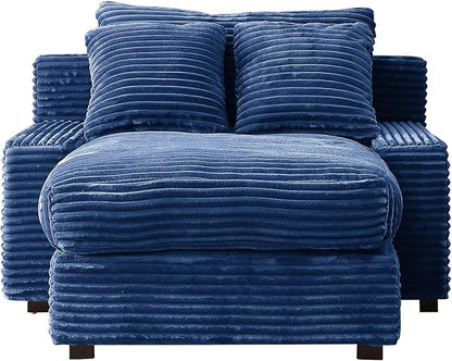 48.8" W Oversized Chaise Daybed Lounge Sleeper Chair Bed for Living Room Reading Bedroom, Indoor Cloud Chaise Sofabed Plush Corduroy Upholstered Sleeper Couch W/3 Pillows for Home/Apartment