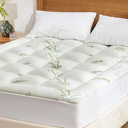 Love's cabin King Size Mattress Topper, Rayon Derived from Bamboo, 900 GSM Breathable Mattress Topper Pad, Thick Pillow Top Mattress Pad with 8"-20" Deep Pocket(78"x80"), Green