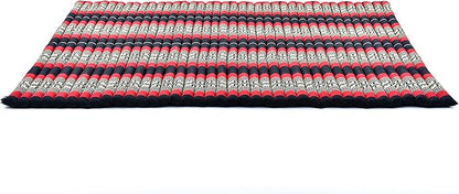 Leewadee - Foldable Floor Mattress - Japanese Roll Up Futon -Trifold Tatami Mat- Guest Floor Bed - Camping Mattress - Thai Massage Mat, Kapok Filled, 75 x 57 inches, Black Red