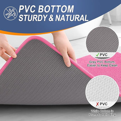OLANLY Thick Memory Foam Bath Mat Rug 30x20, Extra Soft Absorbent Bathroom Rug, Quick Dry Bath Mats, Non-Slip, Machine Washable Carpet for Bathroom, Tub and Shower, Home Decor Accessories, Hot Pink