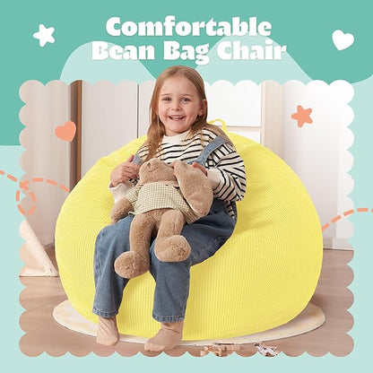 HABUTWAY 2 FT Bean Bag Chair,Giant Bean Bag Chairs,Big Bean Bags with Memory Foam Filled, Large Beanbag Chairs with Soft Corduroy Cover-Yellow