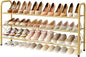 Hoctieon 3 Tier Mesh Style Shoe Rack, Entryway Shoe Shelf, Shoe Storage Organizer, Shoe Rack for Closet, Space Save for Bathroom, Garage, Hallway, Bedroom, Living Room, Gold