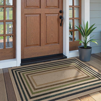 Lahome Modern Geometric Easy Jute Entryway Rug, 3x5 Washable Farmhouse Kitchen Rugs for Bedroom, Contemporary Non Slip Non Shedding Woven Carpet for Living Room
