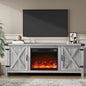 YESHOMY Fireplace TV Stand with Two Barn Doors and Storage Cabinets for Televisions up to 65+ Inch, Entertainment Center Console Table, Media Furniture for Living Room, 58 Inch, Gray Wash